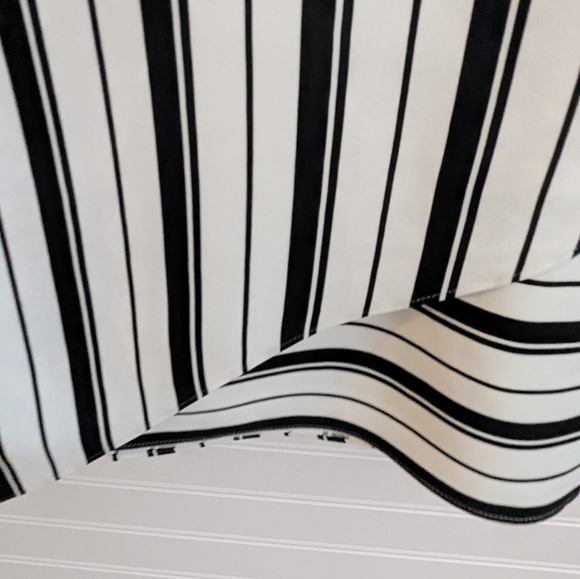 WHBM Black White Stripe Sleeveless Asymmetric Dressy Career Tank Top Womens 10 - Picture 5 of 10